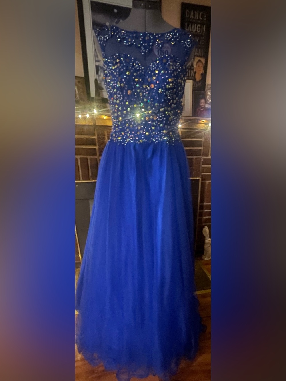 Angela & Alison Royal Blue Embellished Evening Dress